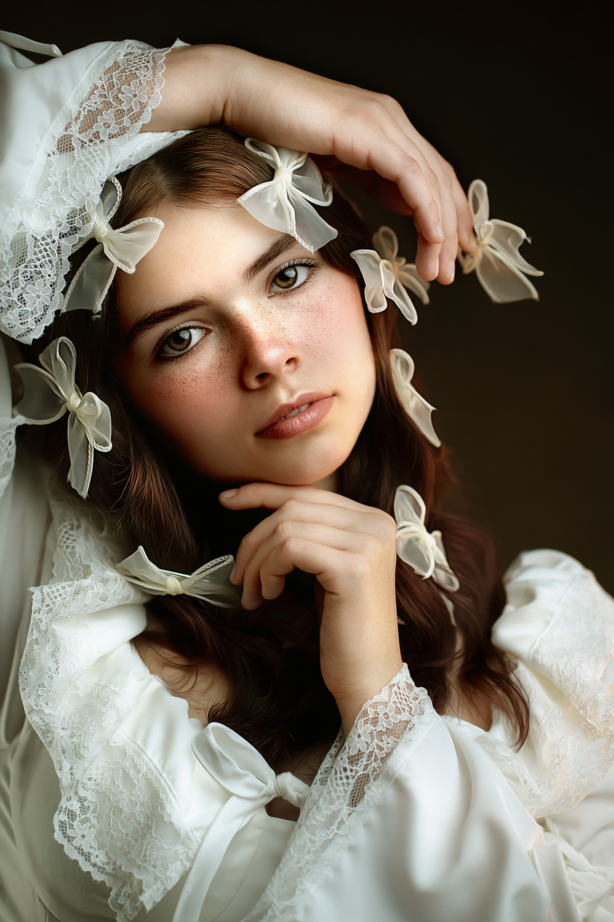 Fine art portret koronki kokardki