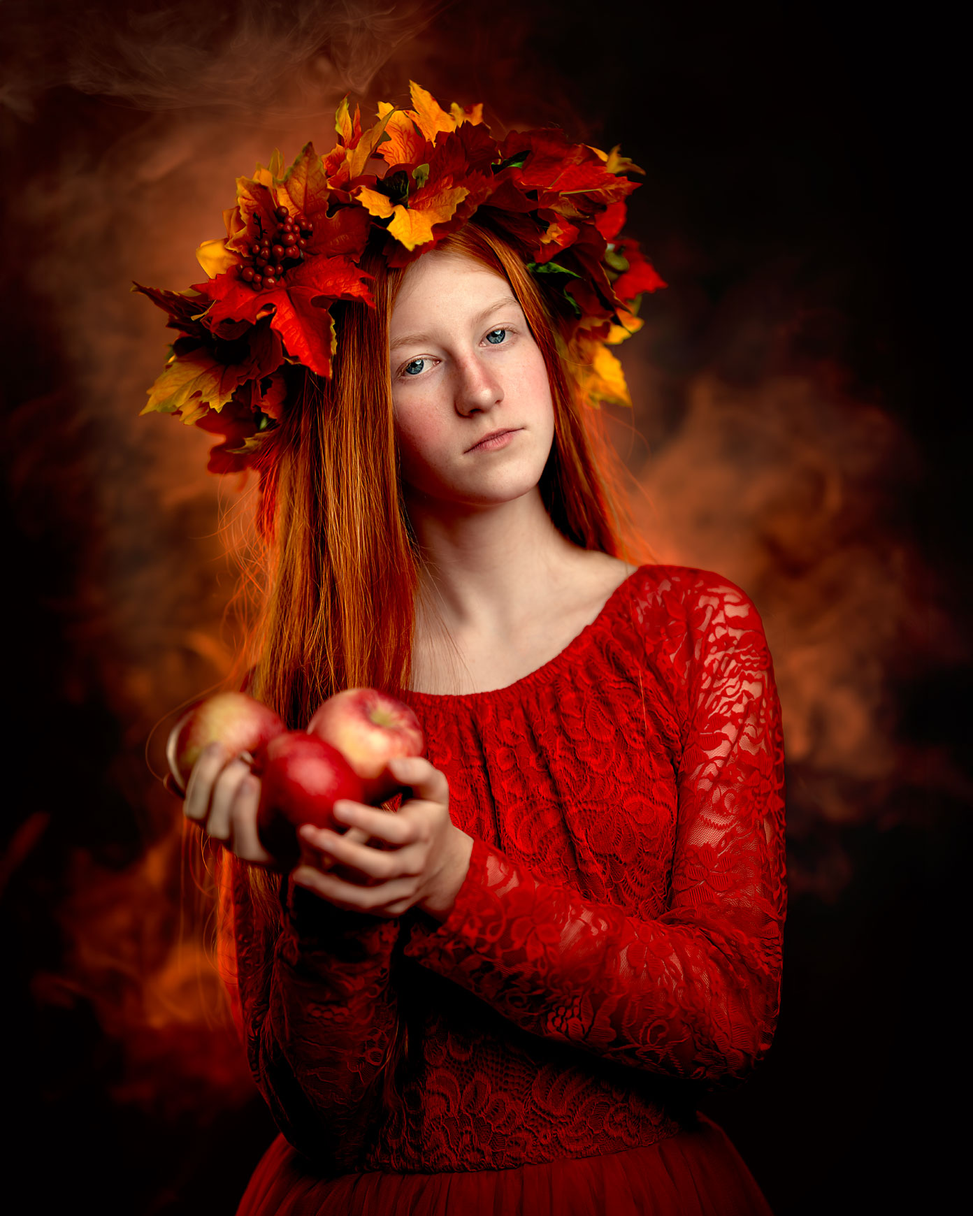 Fine art portret jesienny wianek